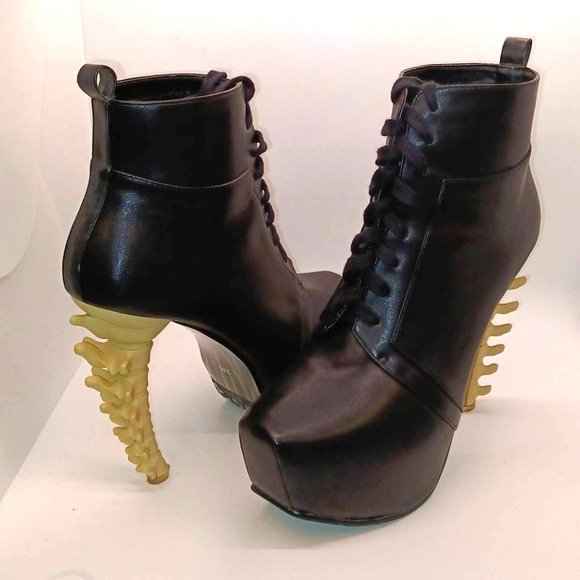 Size 8  Platform Bone High Heel Ankle Boots - Picture 11 of 14